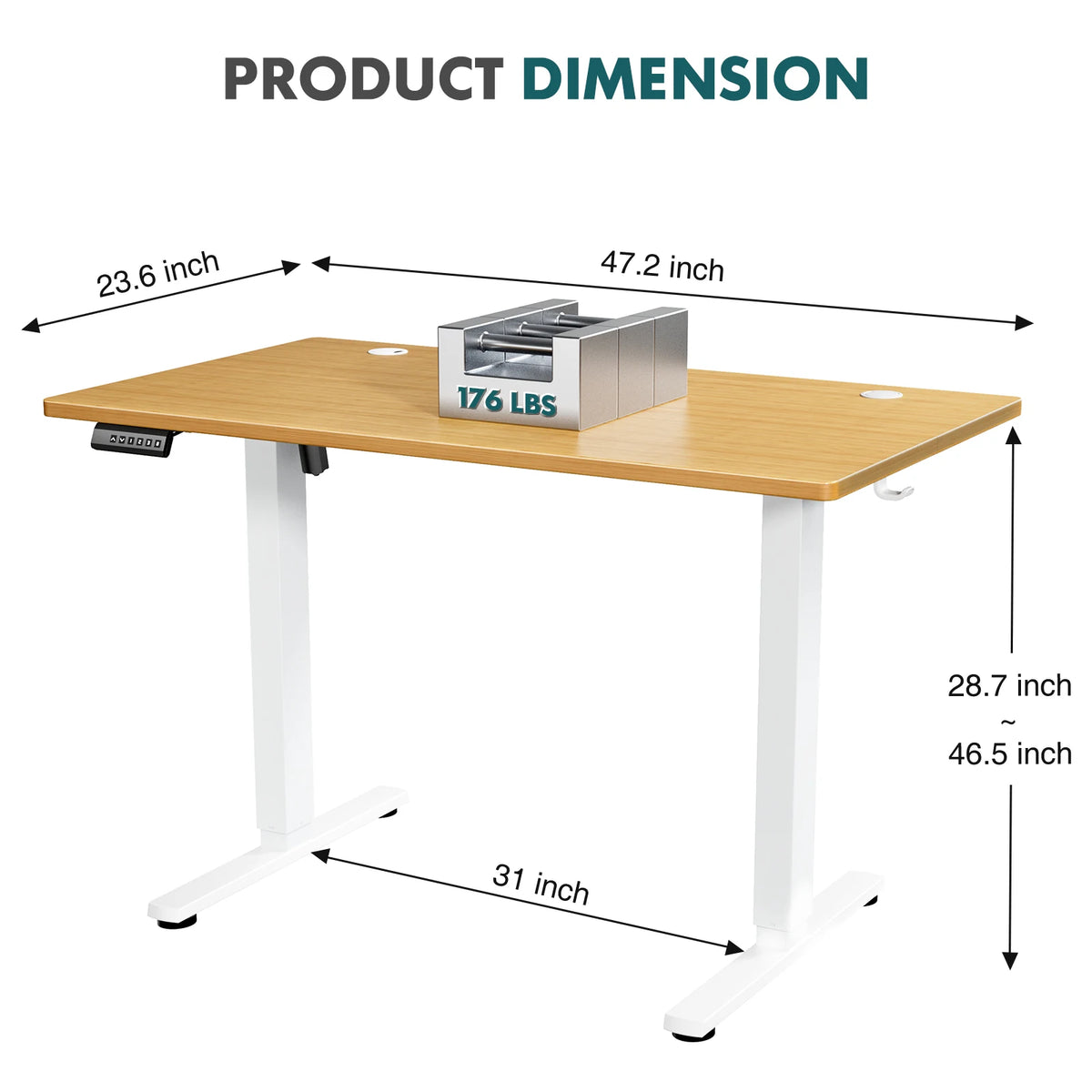 JHK Electric Adjustable Height Standing Computer Desk