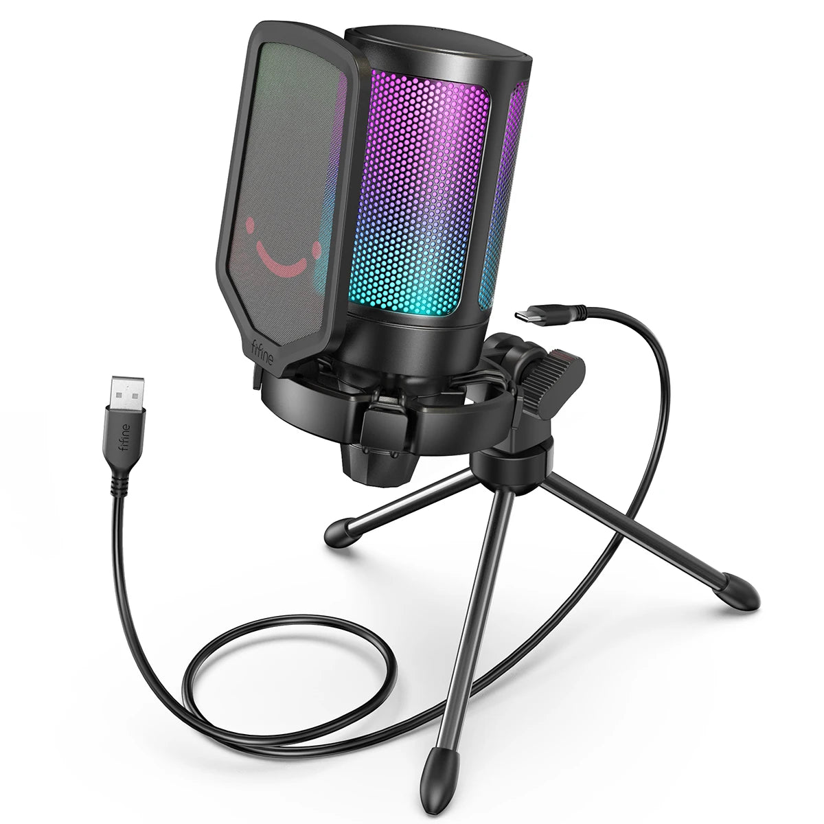 FIFINE AmpliGame USB Gaming Microphone Pop Filter Shock Mount