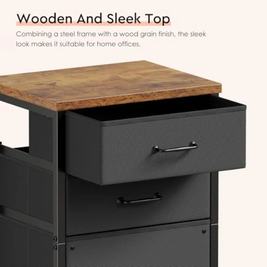 Plastic Three Drawer Rolling File Cabinet With Open Storage Shelf