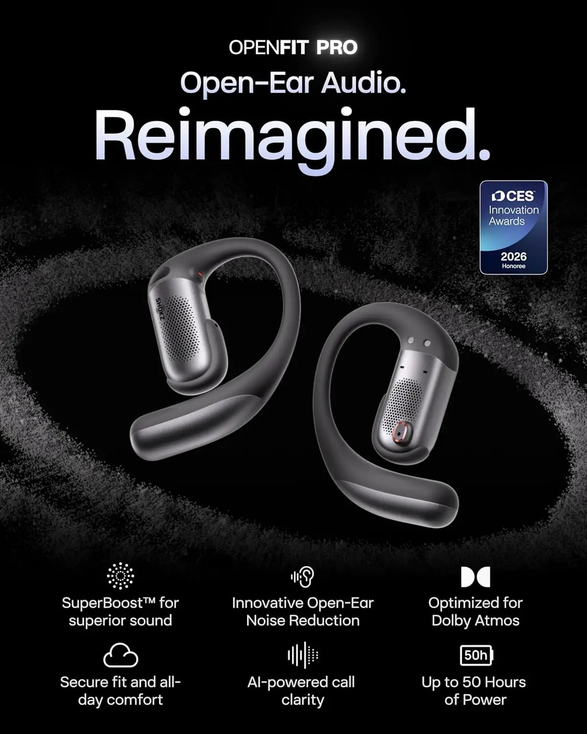 Shokz OpenFit Pro Open Ear Wireless Earbuds With Noise Reduction