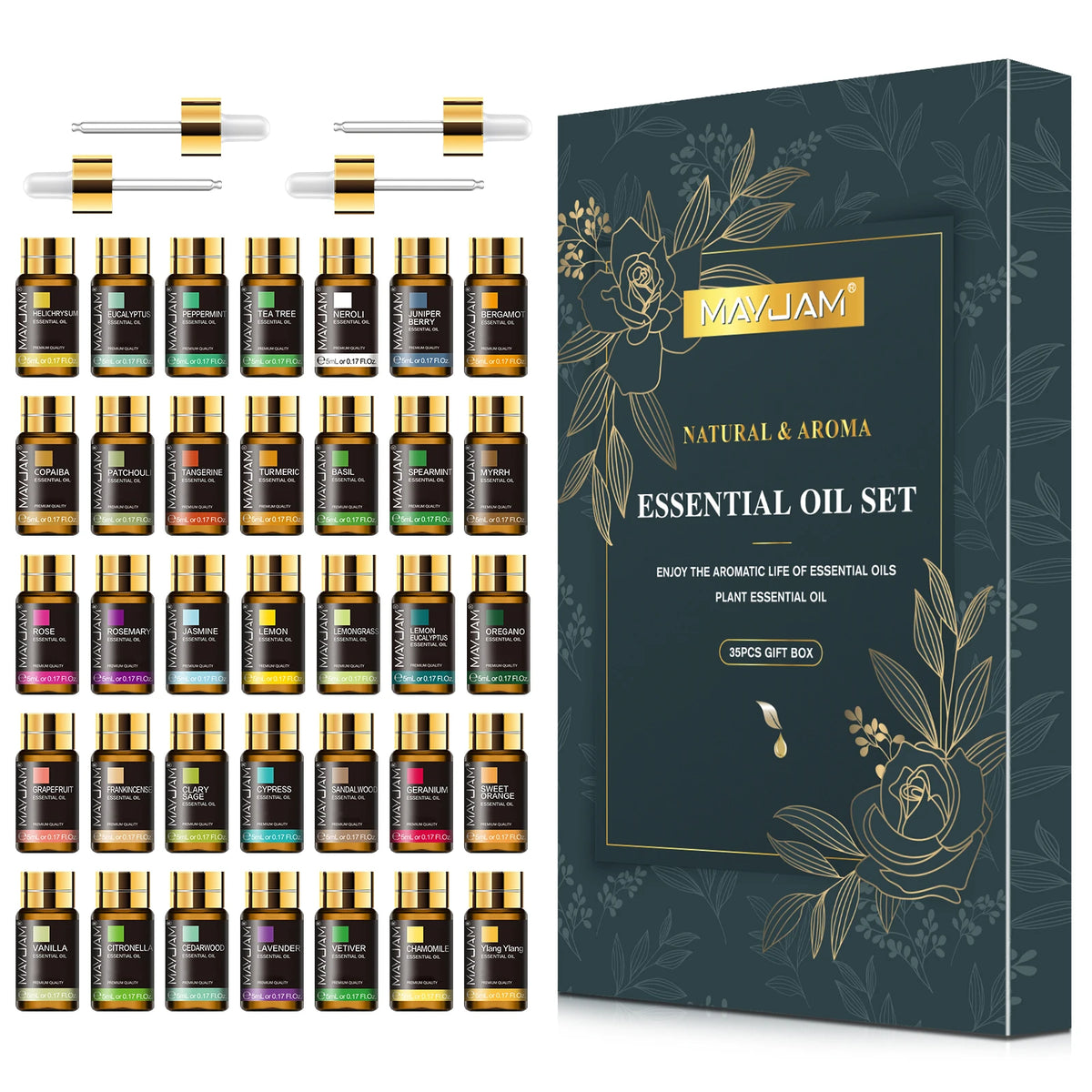 MAYJAM 35 Essential Oils Aromatherapy Collection Gift Set