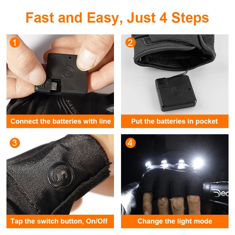 Daywolf Led Touch Screen Lighting Gloves For Outdoor Sports