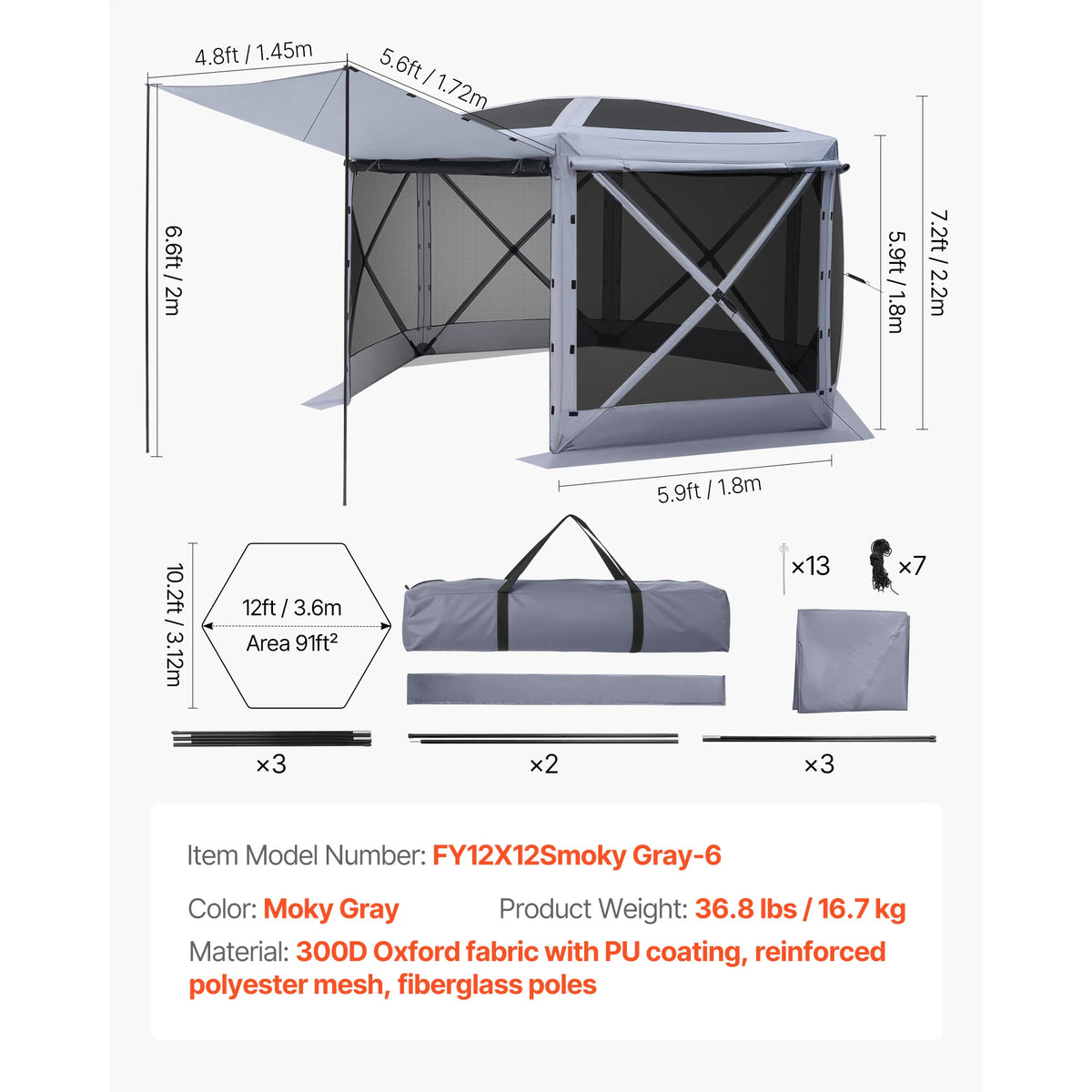 SucceBuy Quick Set Pop Up Screen Gazebo Camping Canopy
