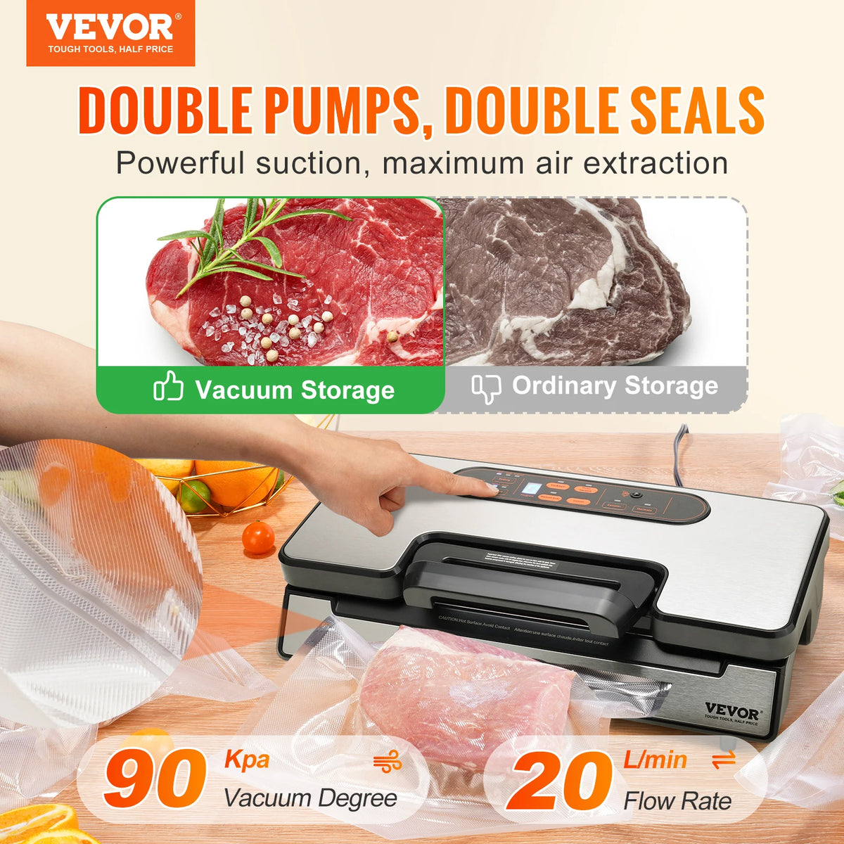 SucceBuy Vacuum Sealer For Food Packaging And Kitchen Household Use
