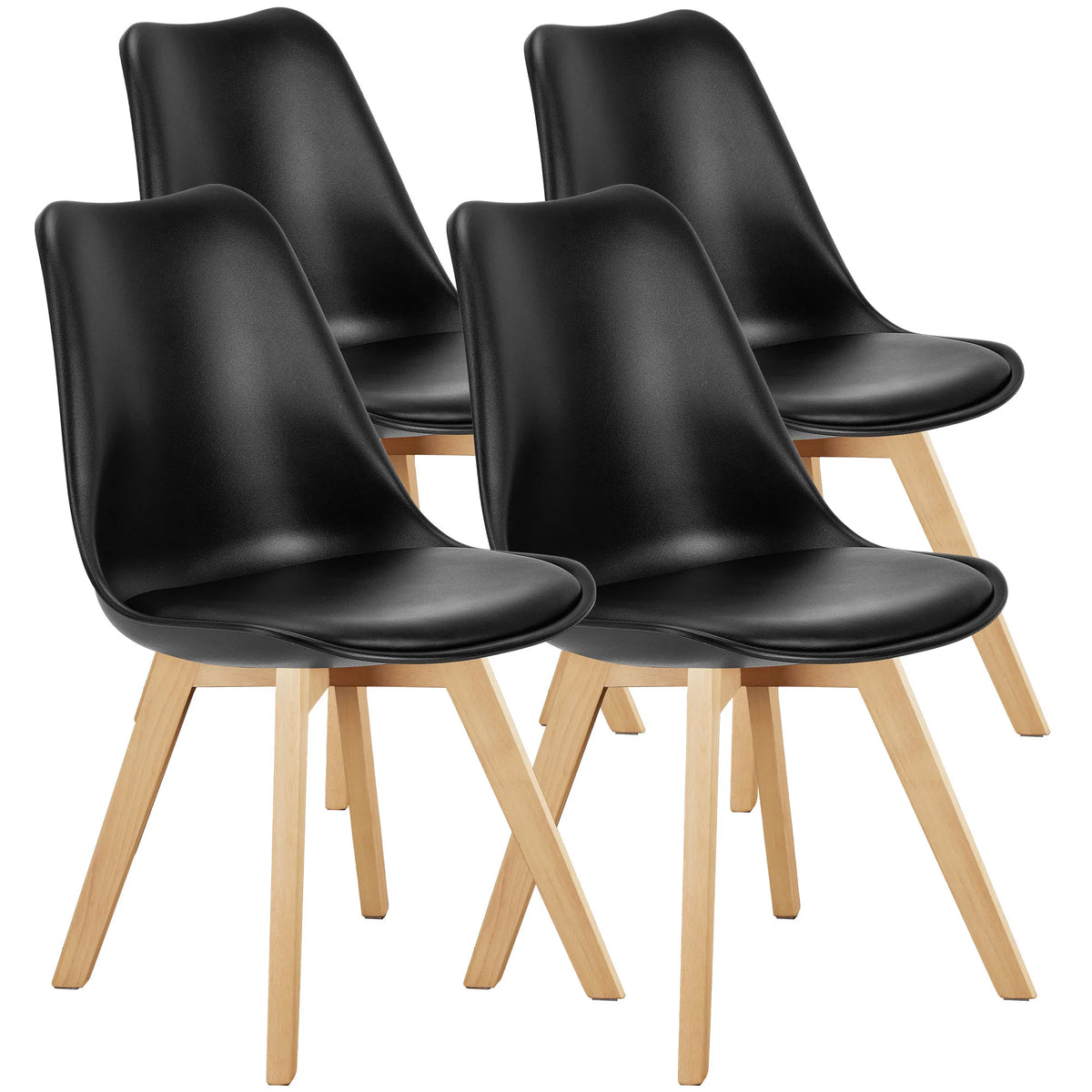JHK PU Leather Dining Chairs Wooden Frame Ergonomic Home Seating