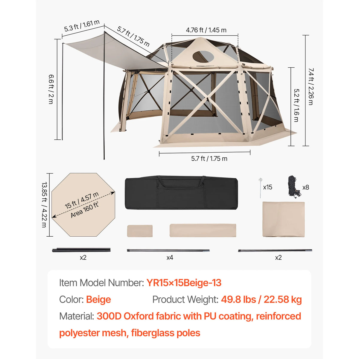 SucceBuy Quick Set Pop Up Screen Gazebo Camping Canopy
