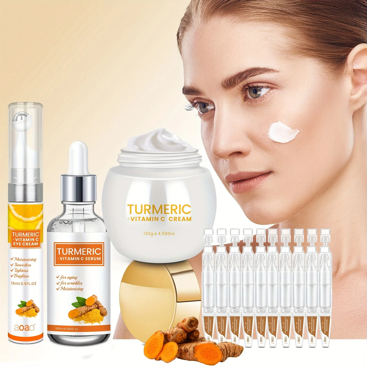 Aoao Turmeric Essence Cream Skincare Gift Set For Glowing Skin