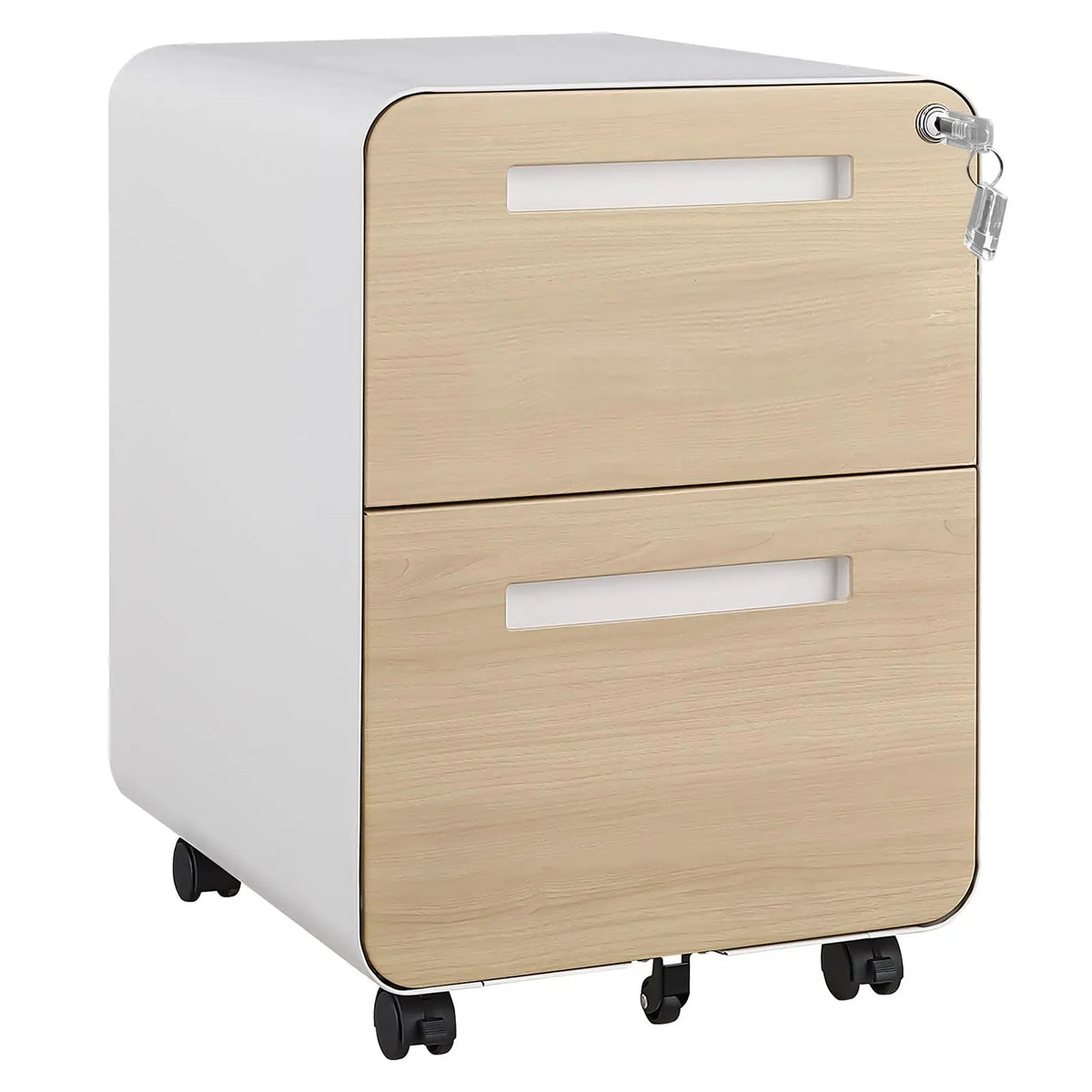 Himiss Two Drawer Rolling Metal Filing Cabinet With Lock