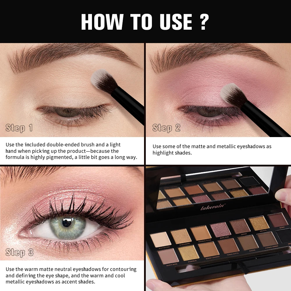 Lakerain Soft Glow Eyeshadow Palette Matte Shimmer Long Lasting