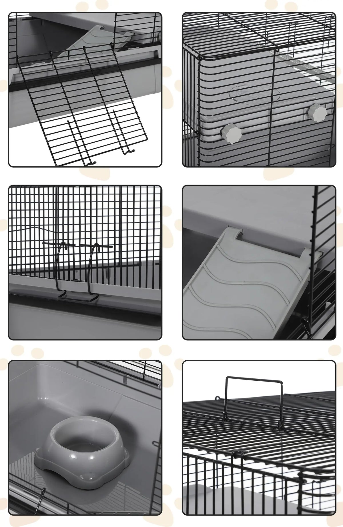 HiMISS Multi Level Small Animal Cage With Detachable Stand