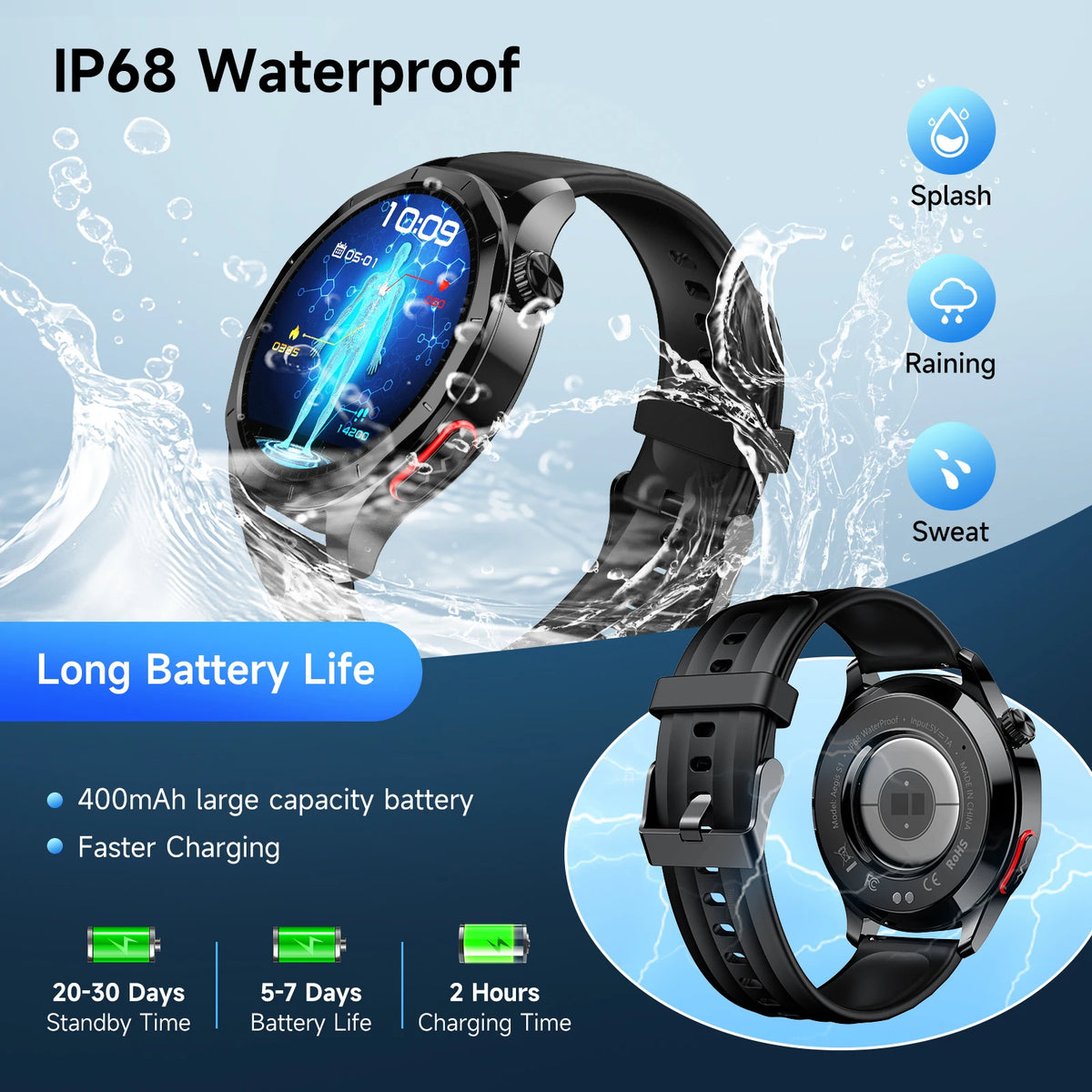 Marsyu ECG PPG Health Smart Watch Blood Pressure Tracker