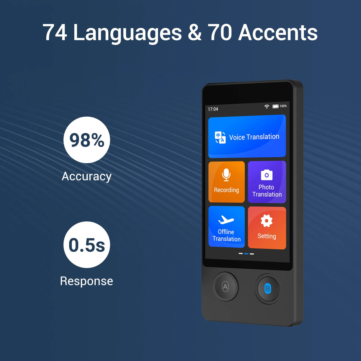 Wooask W12 Portable Voice Translator Device Featuring 144 Languages