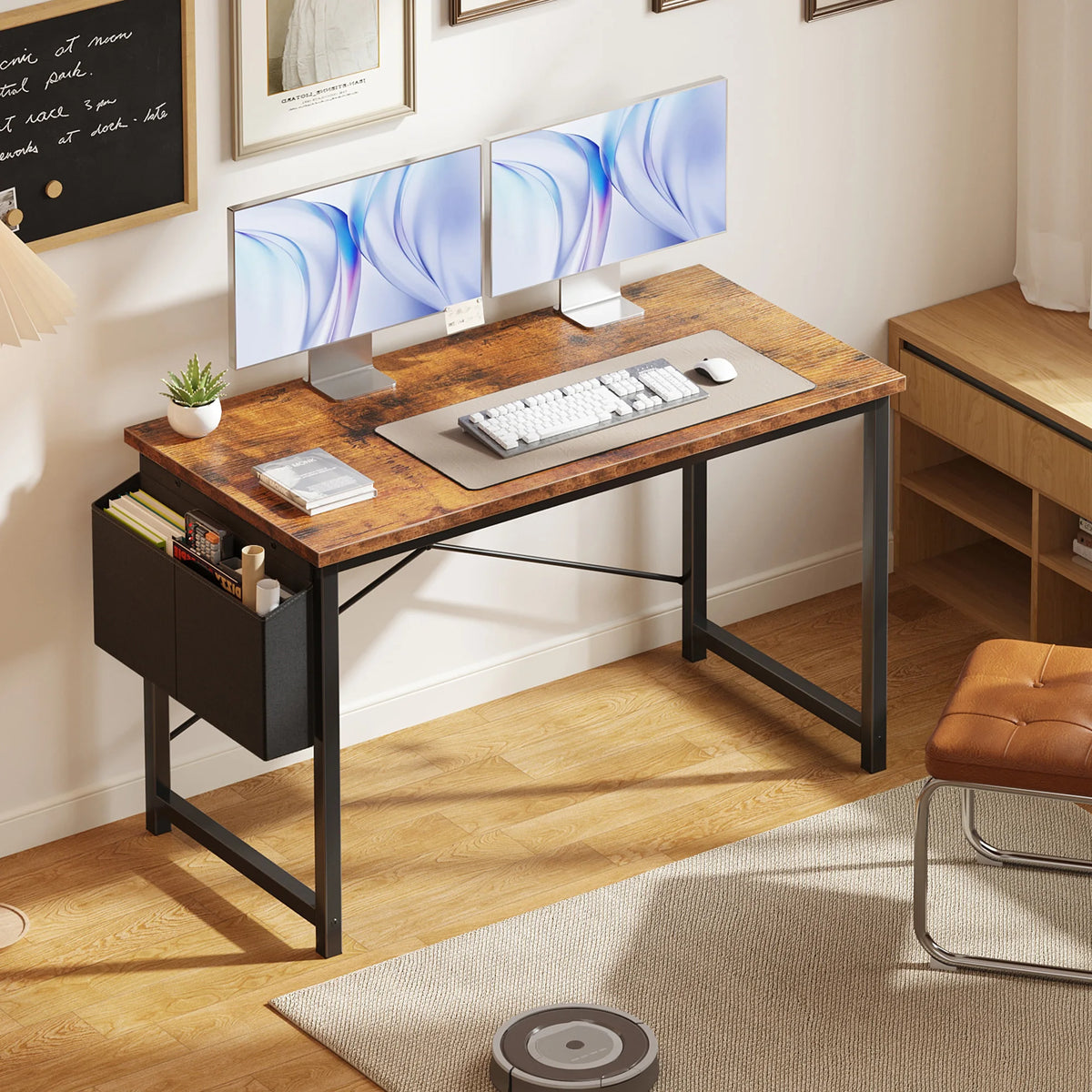 MCQ Standing Office Computer Desk With Metal Frame And Storage
