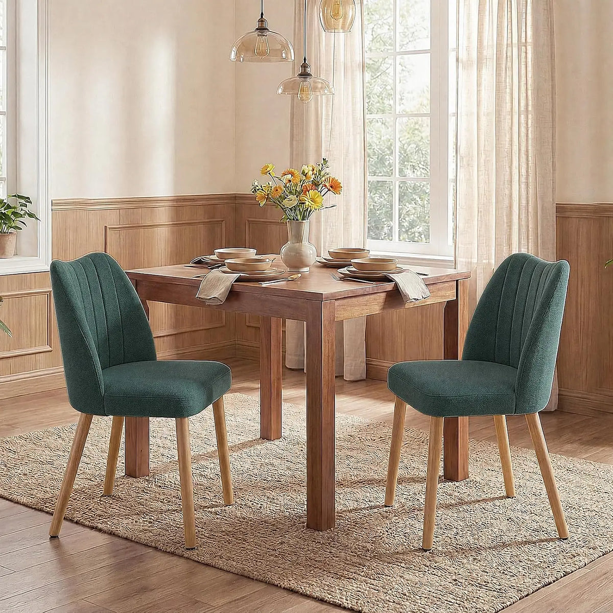 HiMISS Mid Century Modern Upholstered Dining Chairs Set Of 2