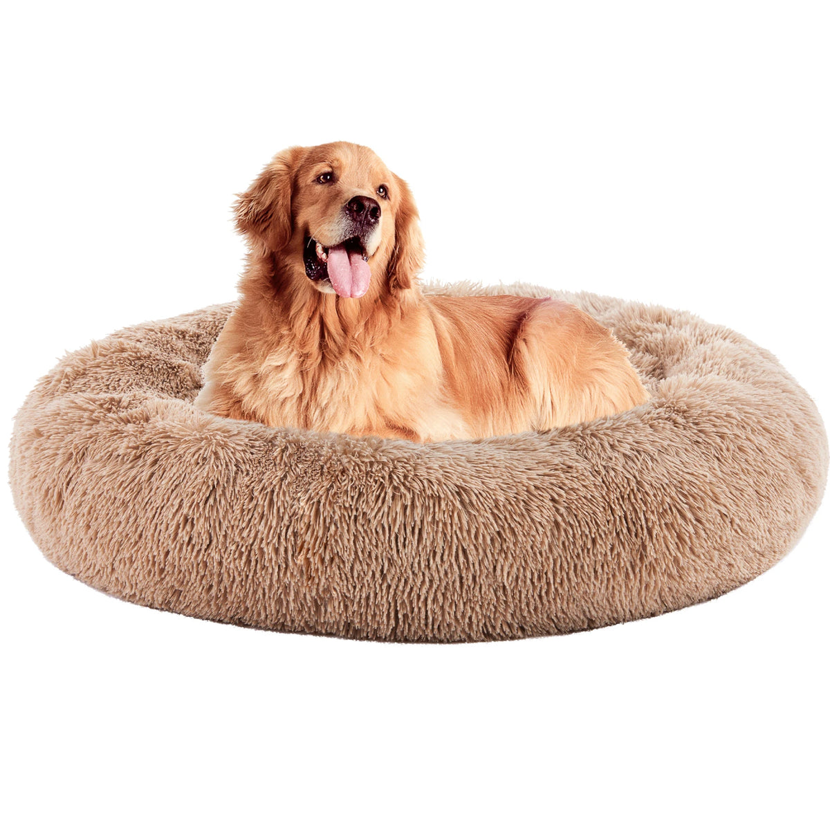 MCQ Premium Round Faux Fur Dog Bed With Cozy Interior