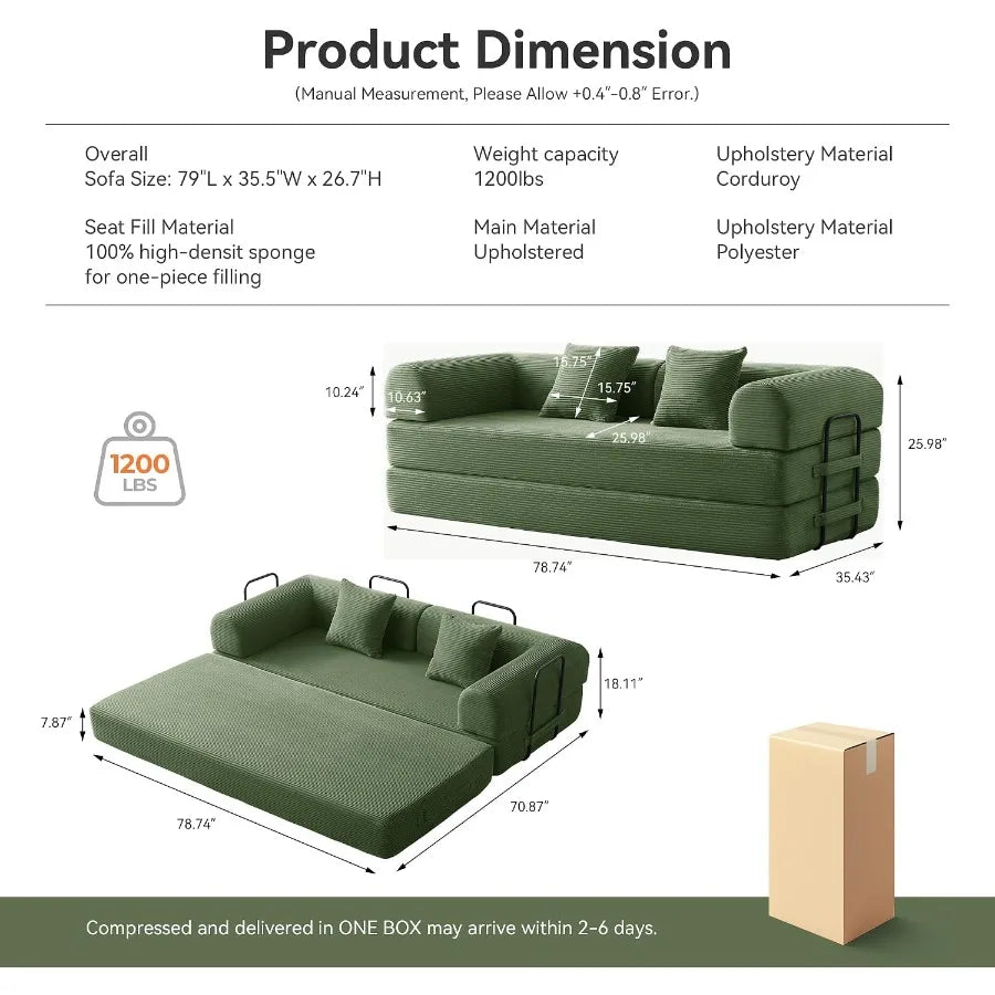 Convertible Futon Sofa Bed Sleeper Couch for Living Room