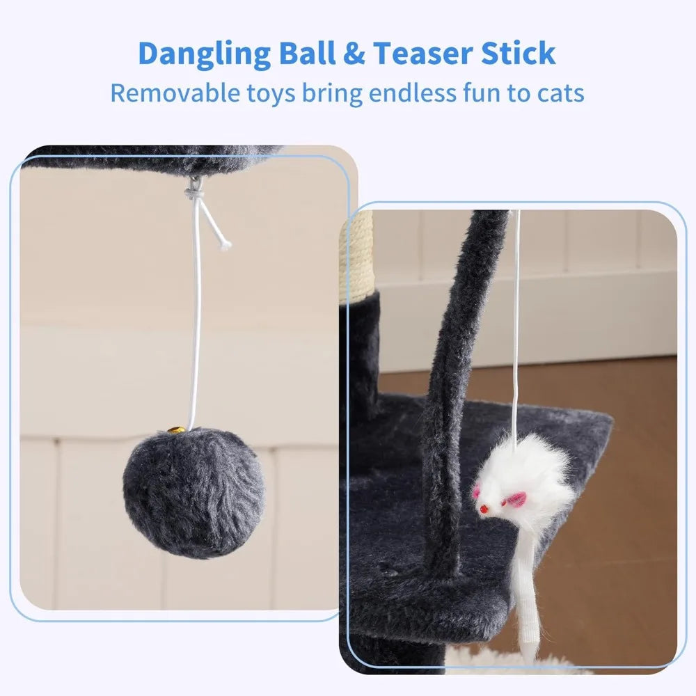 Nbvcx Indoor Cat Tree With Hammock And Sisal Scratching Posts