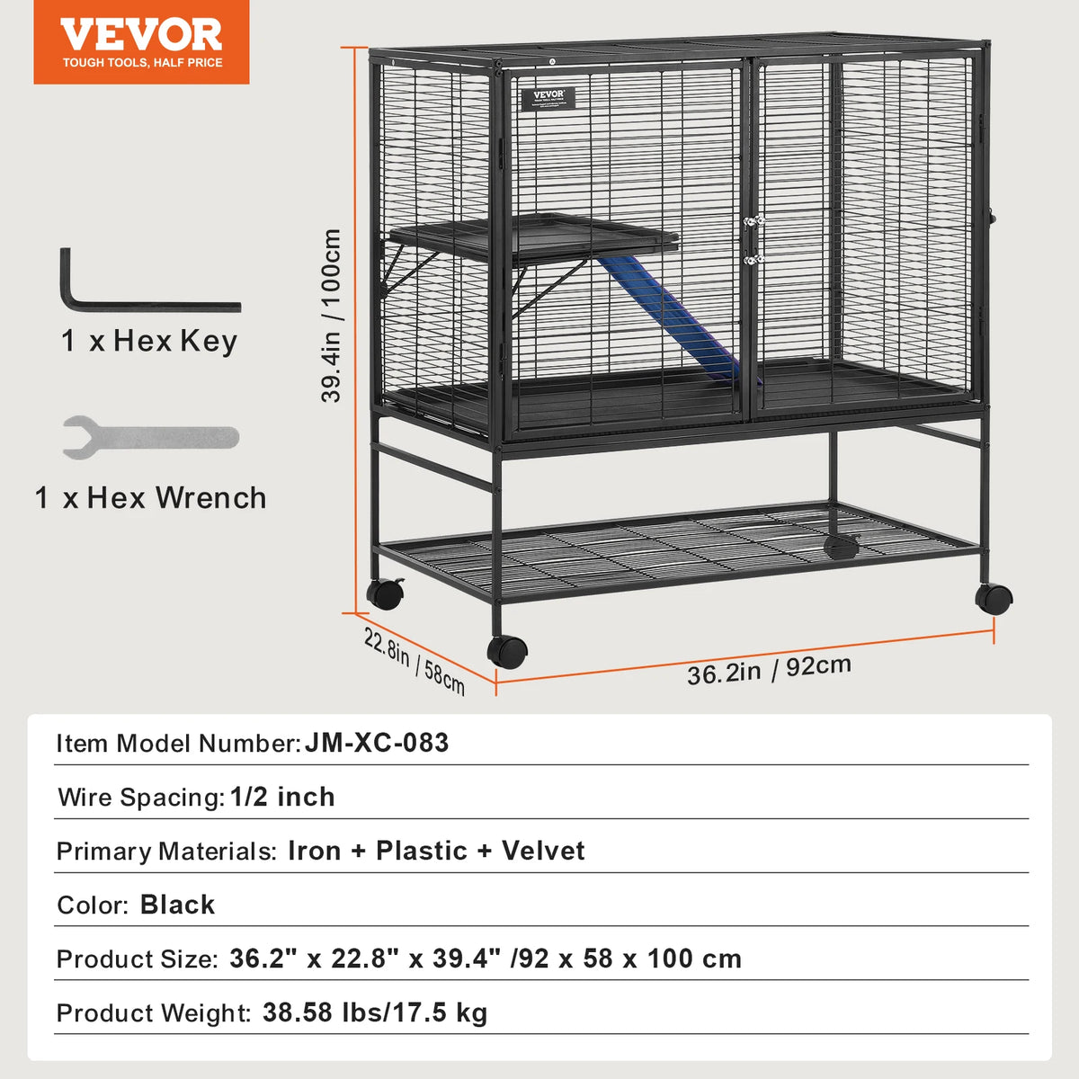SucceBuy Rolling Metal 4 Tier Ferret Hamster Chinchilla Cage