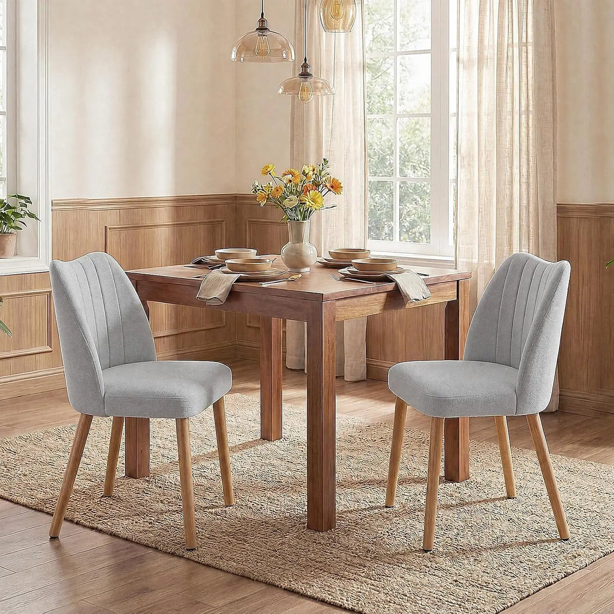 HiMISS Mid Century Modern Upholstered Dining Chairs Set Of 2