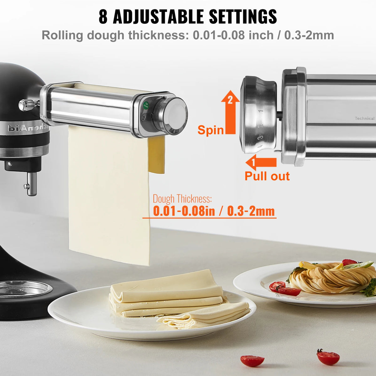 Succebuy Stainless Steel Pasta Attachment for KitchenAid Stand Mixer