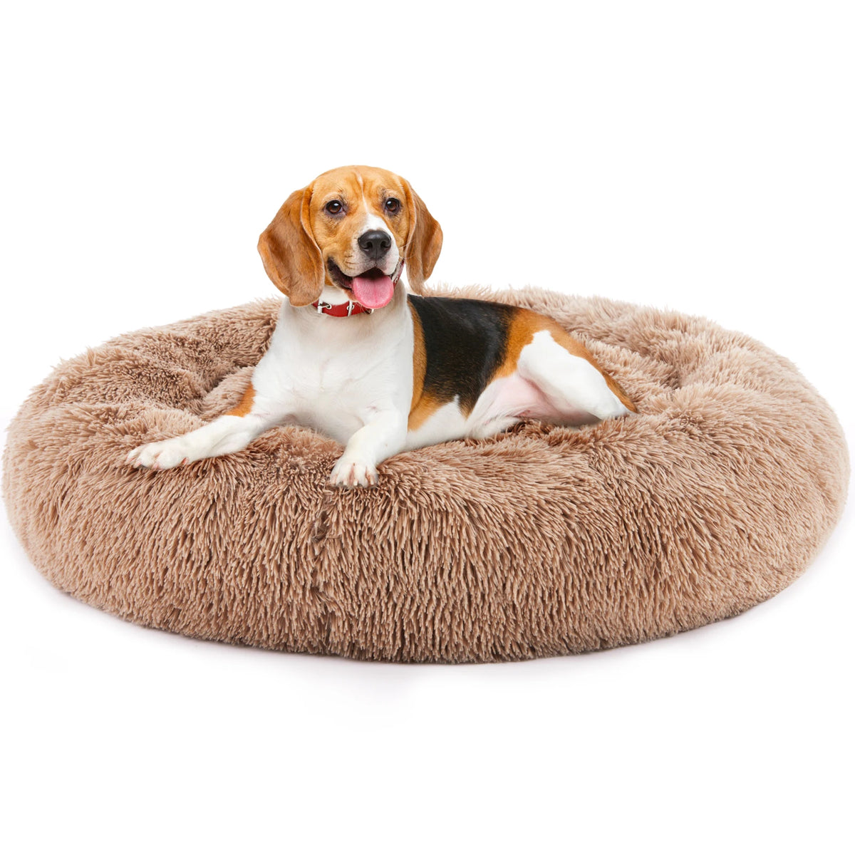JHK Round Calming Dog Bed Washable Coral Fleece Pet Bed