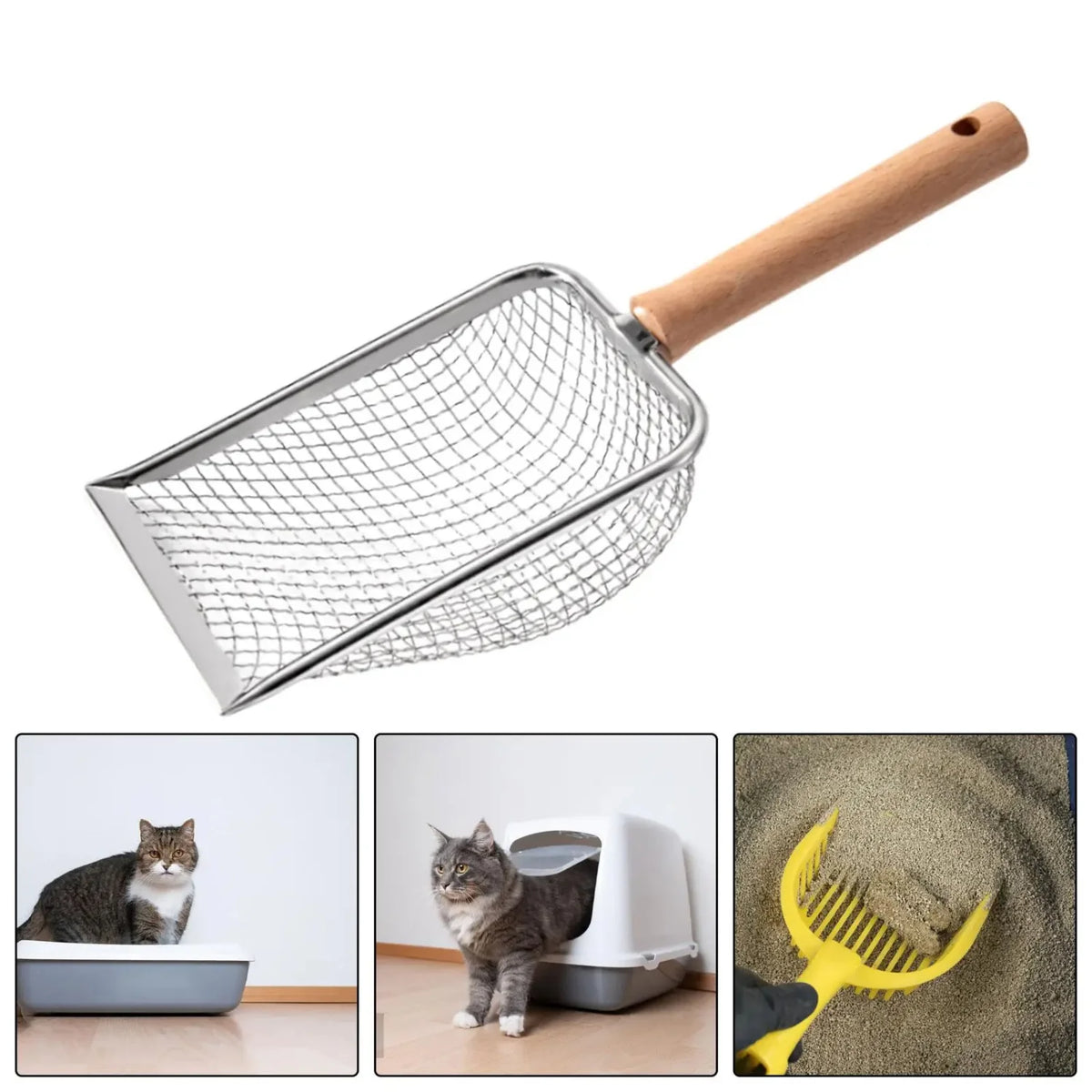 Durable Metal Cat Litter Scooper With Handle Hole And Sifter