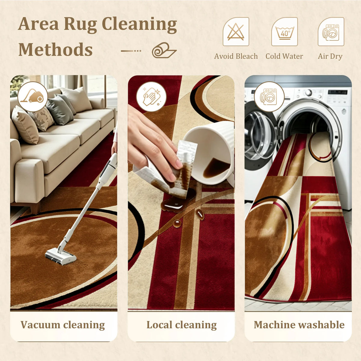 Geometric Abstract Machine Washable Velvet Area Rug for Home