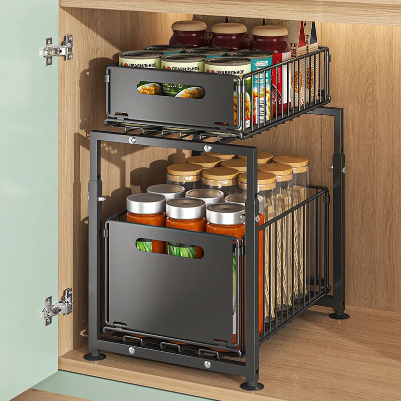 Aehome Stainless Steel Under Sink Cabinet Organizer Shelf