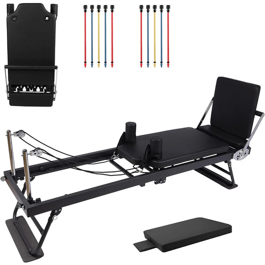 HiMiss Foldable Pilates Reformer Machine With Adjustable Springs