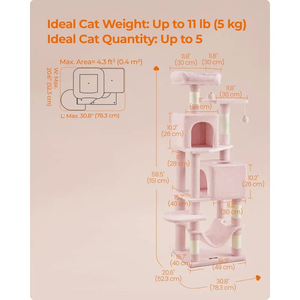 NBVCX Multi Level Cat Tree Condo With Scratching Posts Hammock