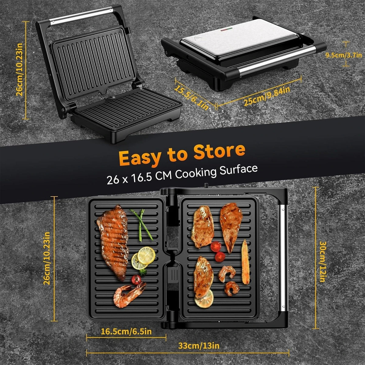 Ostba 1200W Panini Grill Press For Perfect Homemade Sandwiches