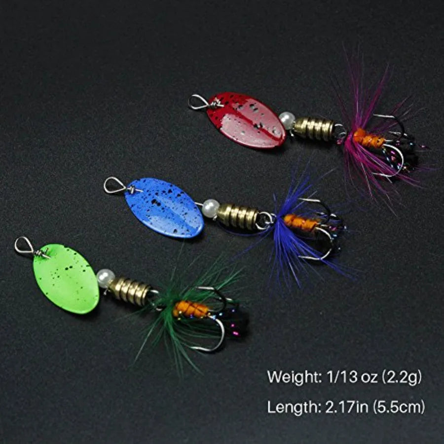 Rooster Tail Spinner Lures Kit With Tackle Box For Bass