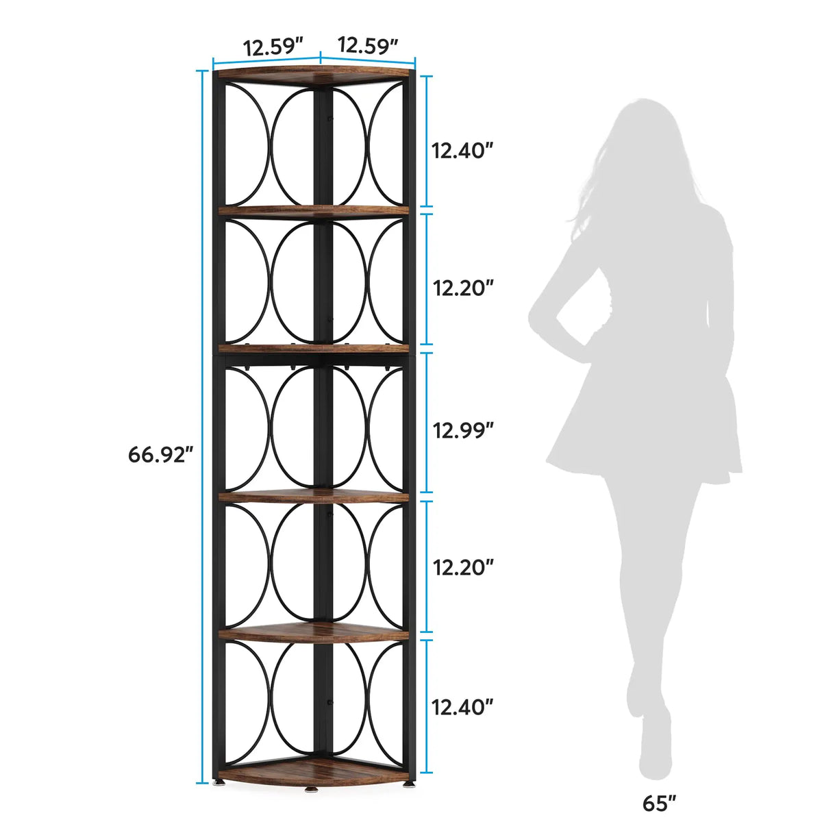 Tribesigns Six Tier Corner Bookshelf For Home Office Storage