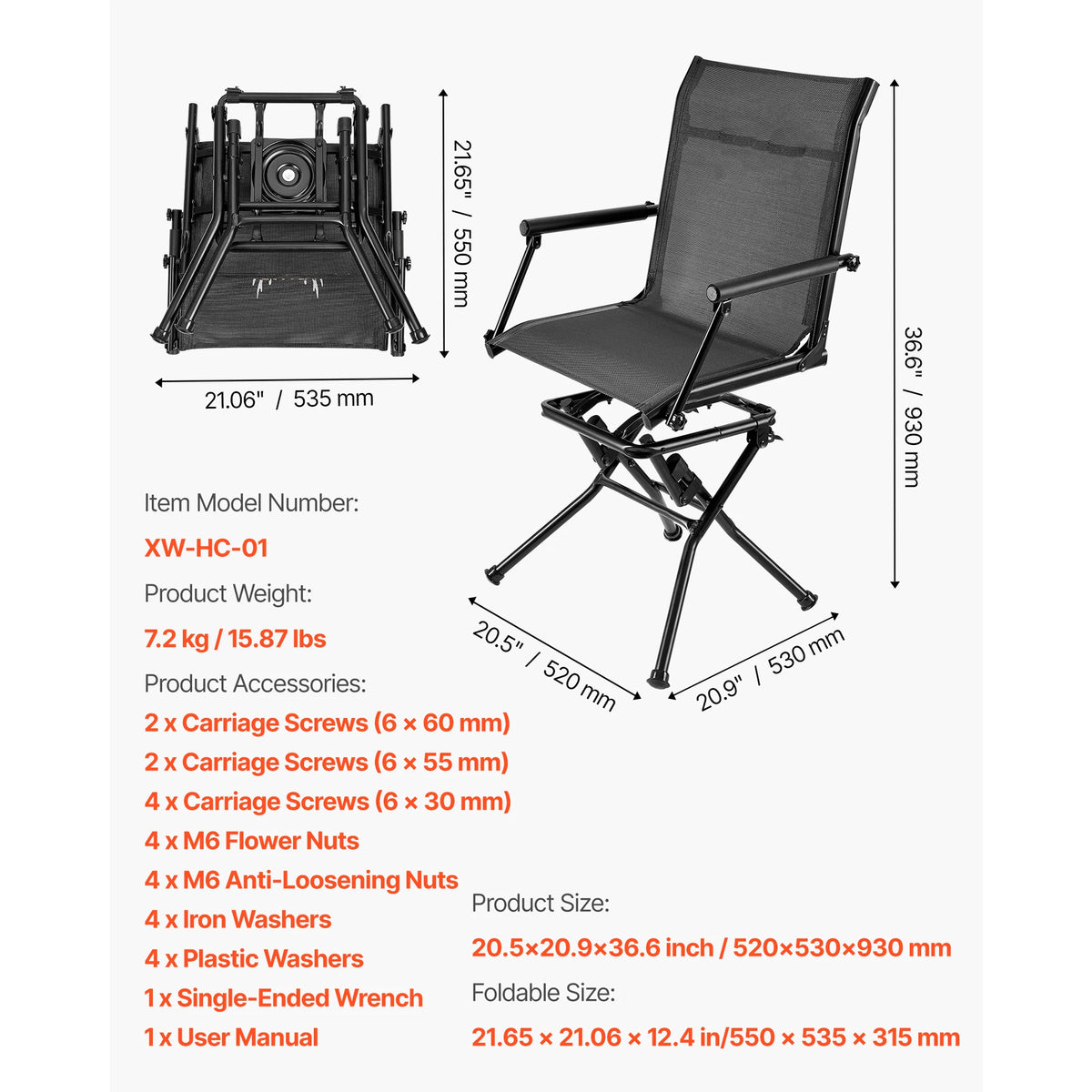 SucceBuy 360 Silent Swivel Hunting Chair Steel Frame