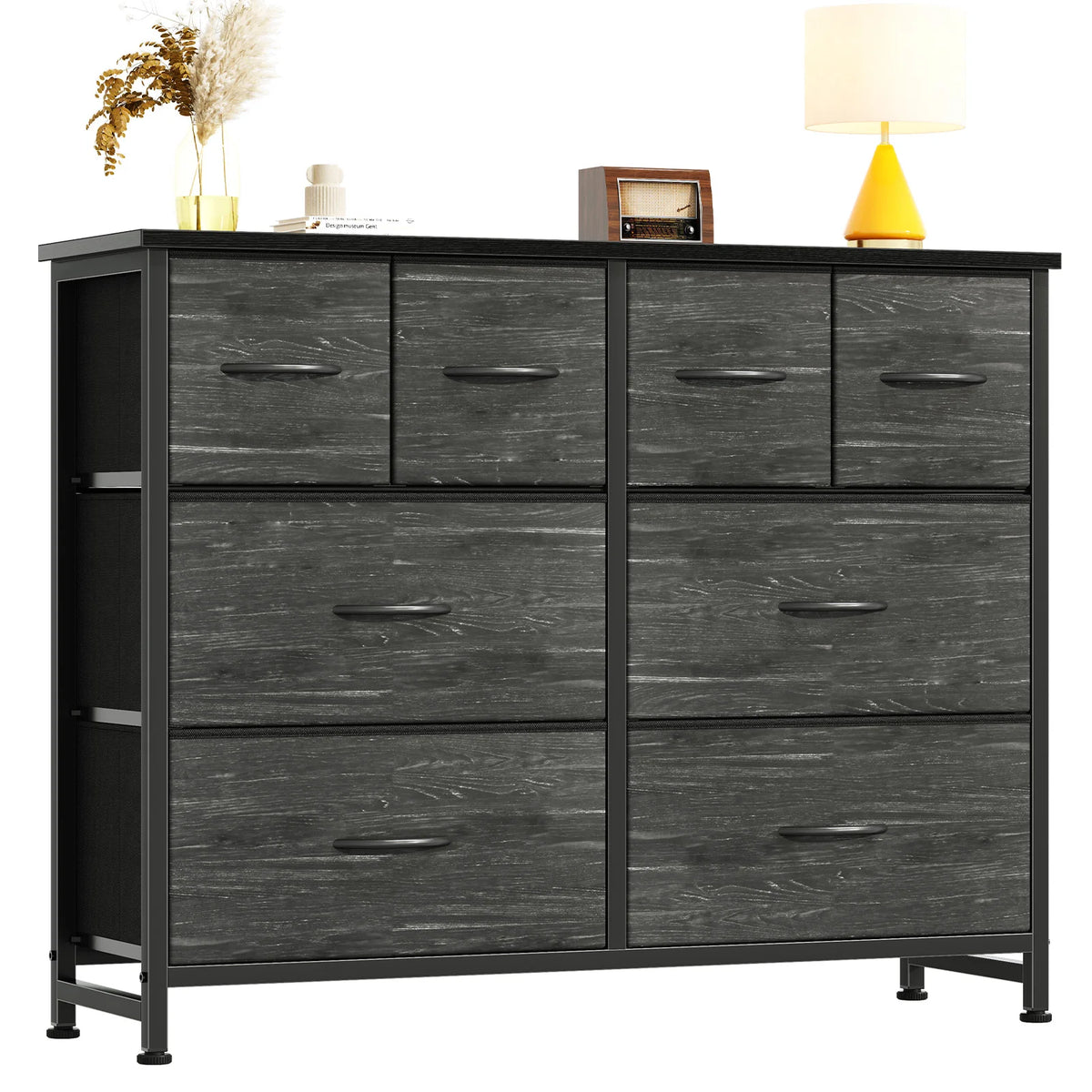 JHK Modern Fabric Drawers Dresser With Metal Frame Storage Tower