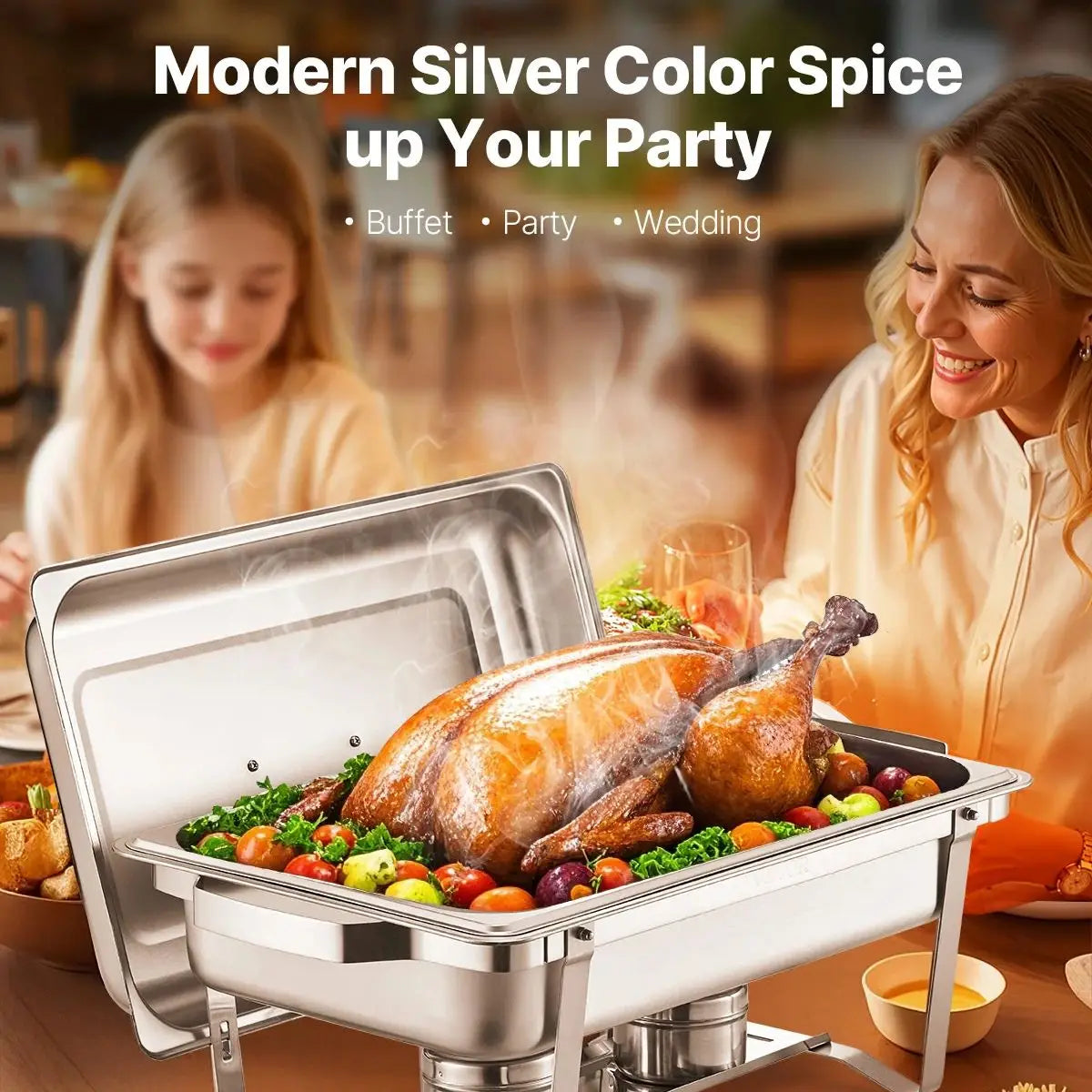 SucceBuy Chafing Dish Catering Food Warmer Essential Buffet Supplies