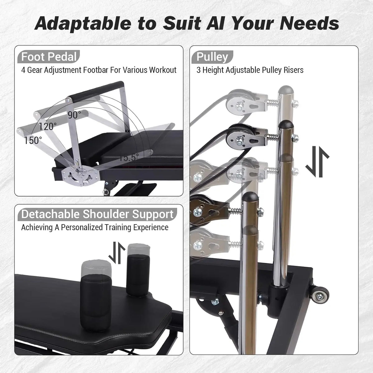 HiMiss Foldable Pilates Reformer Machine With Adjustable Springs