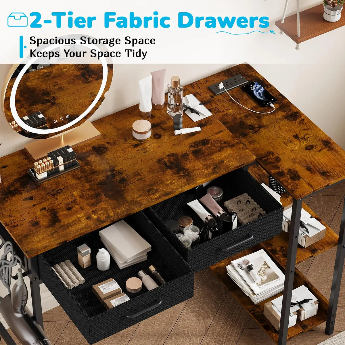 HiMISS L Shaped Gaming Desk With Power Outlet And Drawers