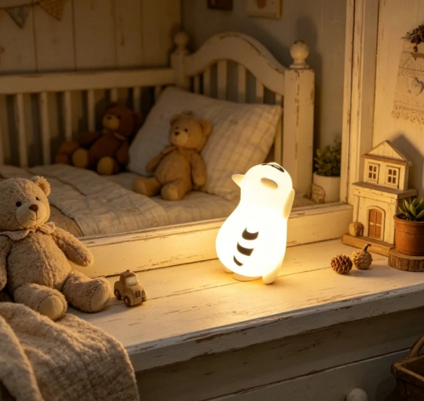 Rechargeable Silicone Raccoon Night Light With Three Dimmable Modes