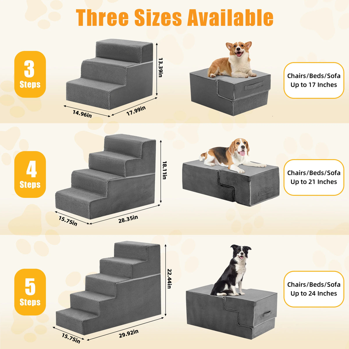 Curved Foam Dog Stair Ramp With Non Slip Pet Steps