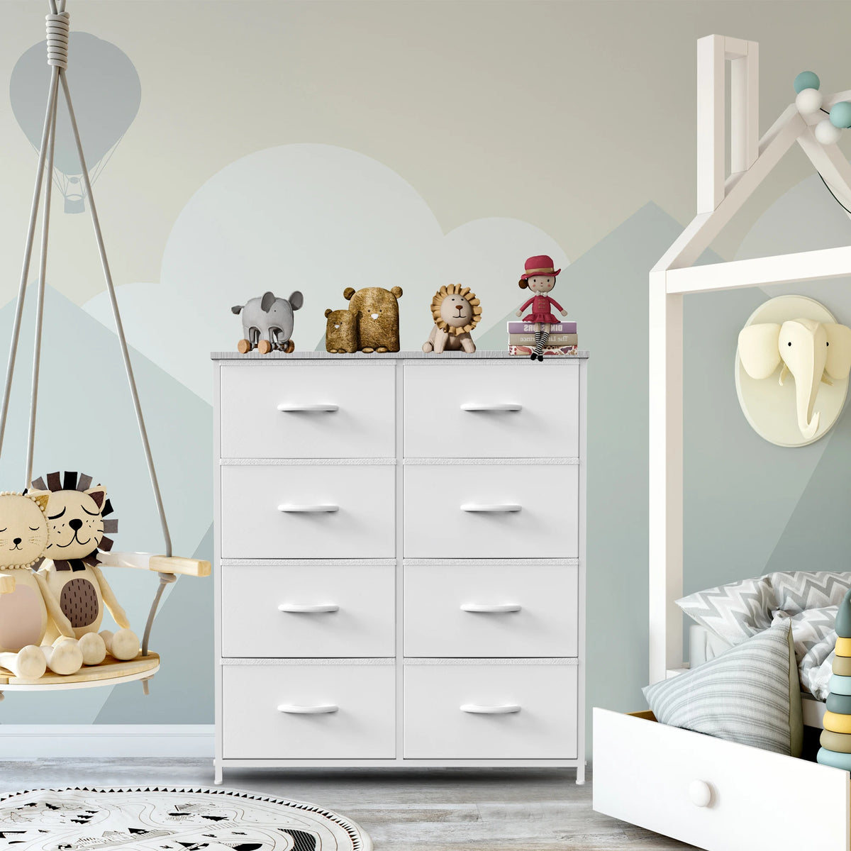 JHK Eight Drawer Fabric Storage Wardrobe With Steel Frame