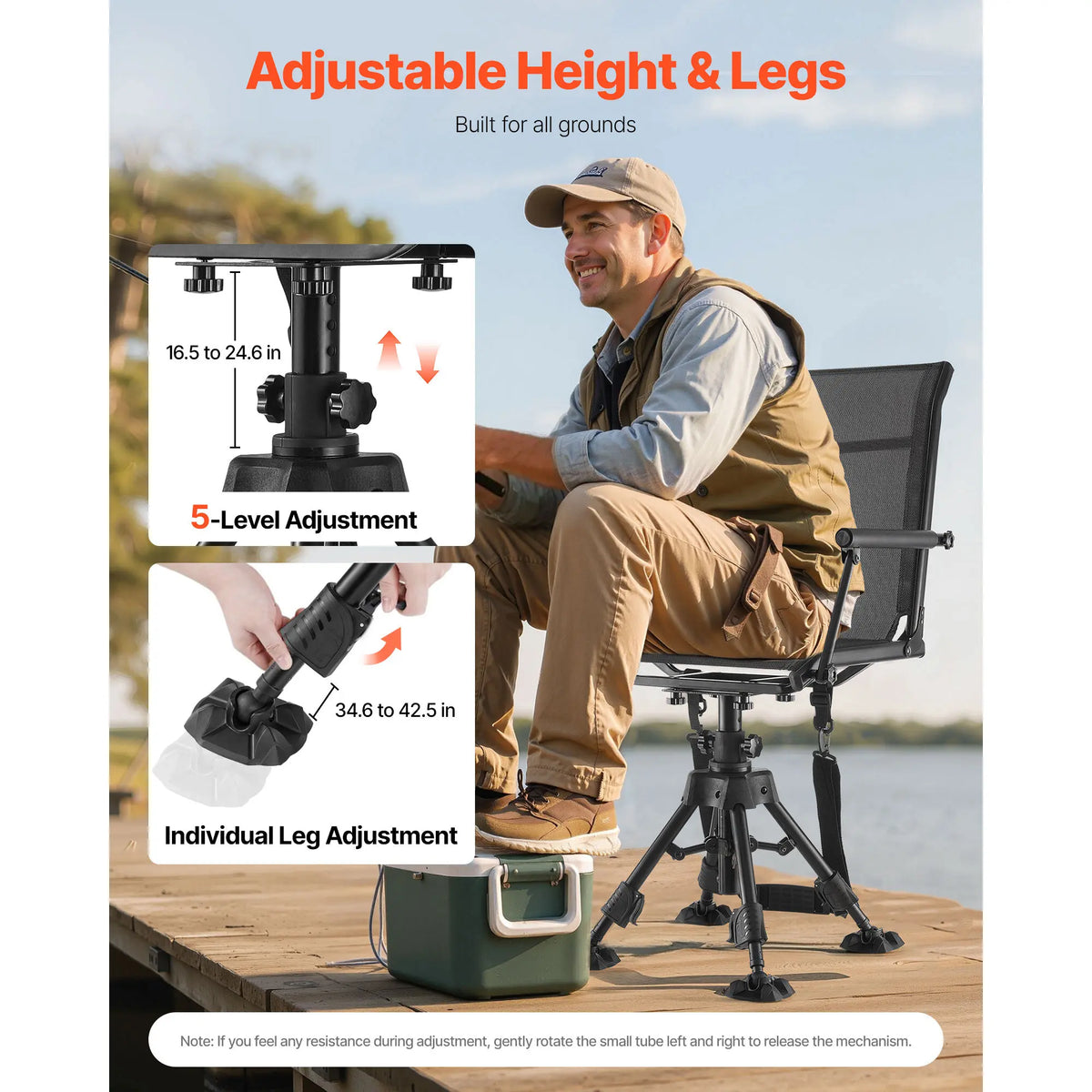 SucceBuy 360 Silent Swivel Hunting Chair Steel Frame