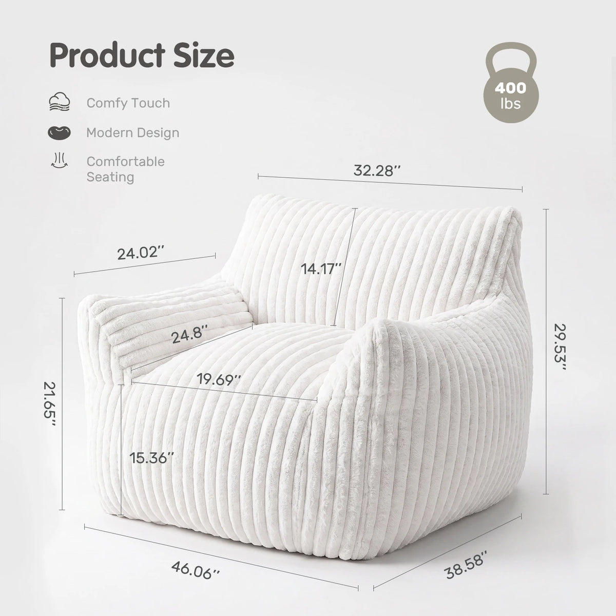 MCQ Memory Foam Bean Bag Sofa Recliner For Living Rooms