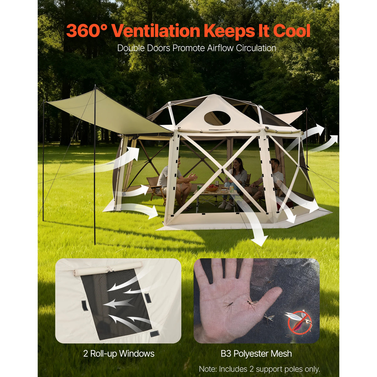 SucceBuy Quick Set Pop Up Screen Gazebo Camping Canopy