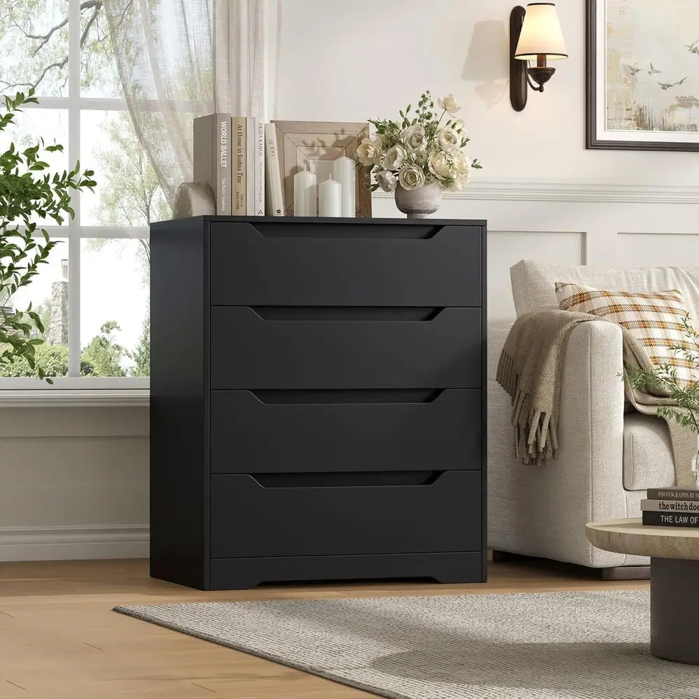 Lism Modern Engineered Wood Four Drawer Dresser With Storage