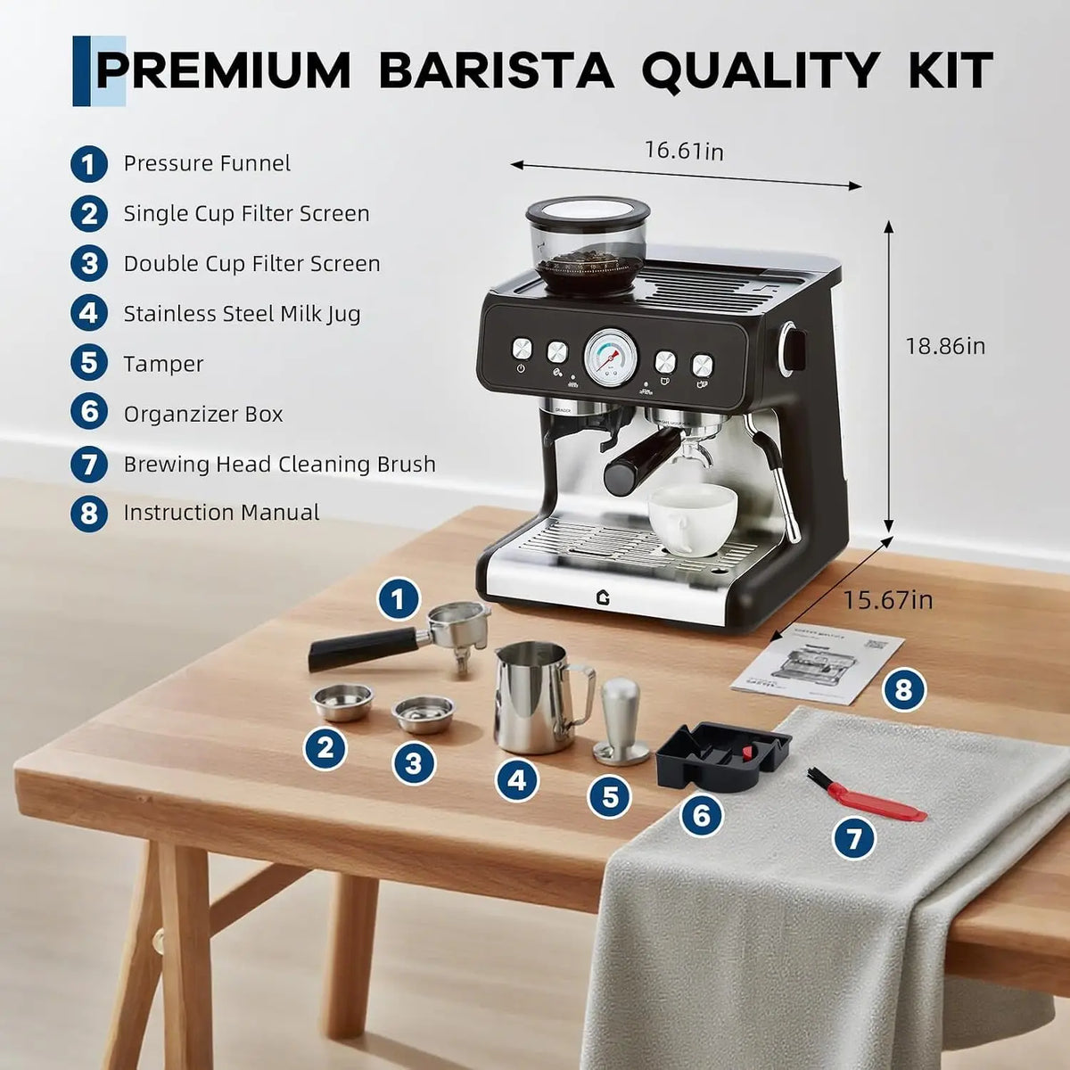 Himiss Espresso Machine With Integrated Conical Burr Grinder And Pump