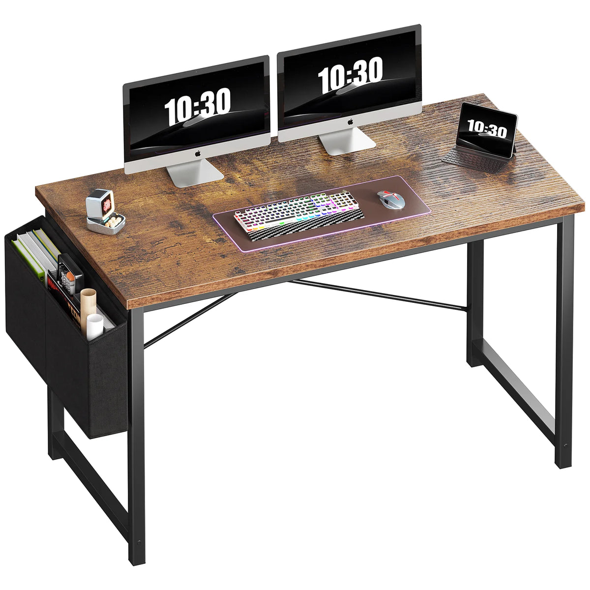 MCQ Standing Office Computer Desk With Metal Frame And Storage