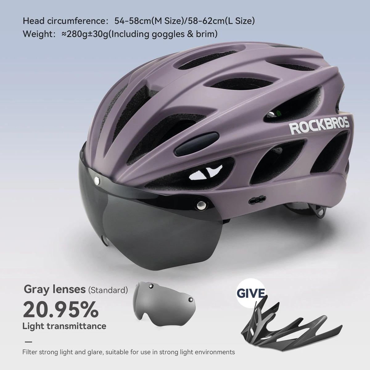 Rockbros Lightweight Cycling Helmet With Integrated Goggles For Road Biking
