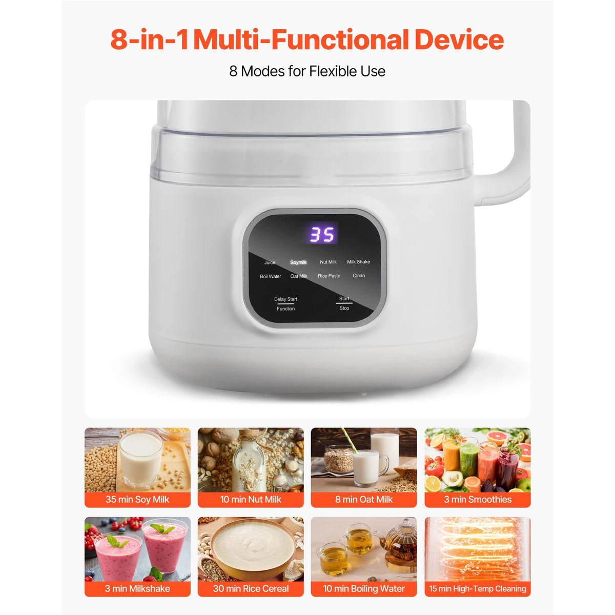Smart Nut Milk Maker With Self Cleaning And Delay Function