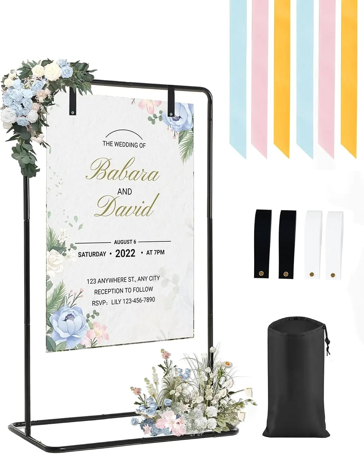 Heavy Duty Metal Wedding Sign Stand With Leather Straps